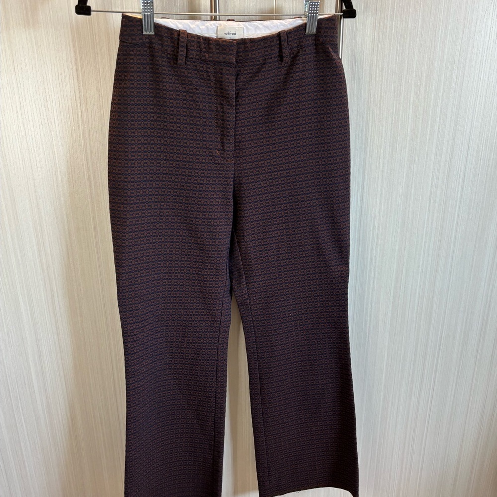 Wilfred Black and Brown Patterned Straight‎ Leg Pants with Tailored Fit Size 4
